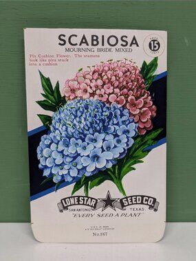 Vintage Scabiosa Empty Seed Packets NOS New Old Stcok